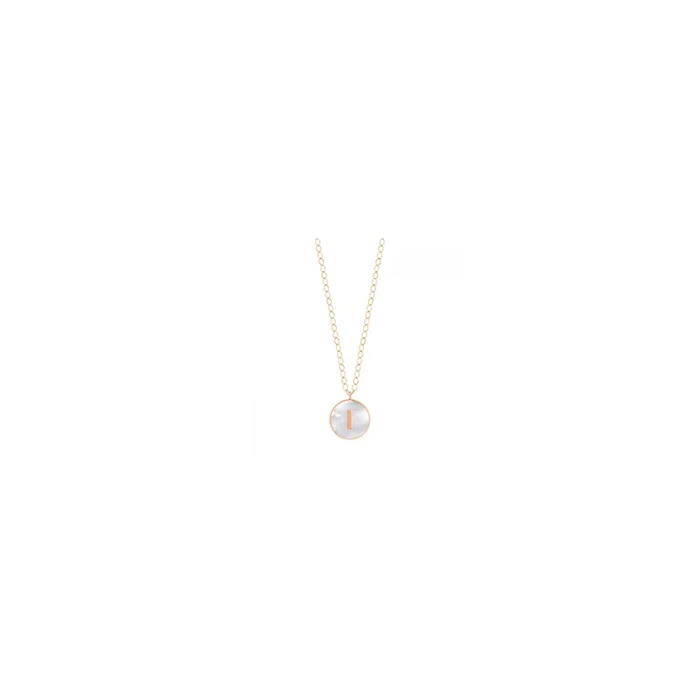 Ginette NY Jumbo Initial Ever I necklace rose gold white mother-of-pearl | LEPAGE