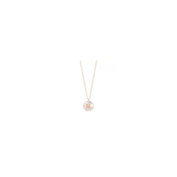 Ginette NY Jumbo Initial Ever N necklace rose gold white mother-of-pearl | LEPAGE