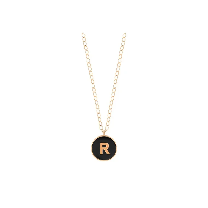 Ginette NY Jumbo Initial Ever R in Rose Gold and Onyx – Lepage