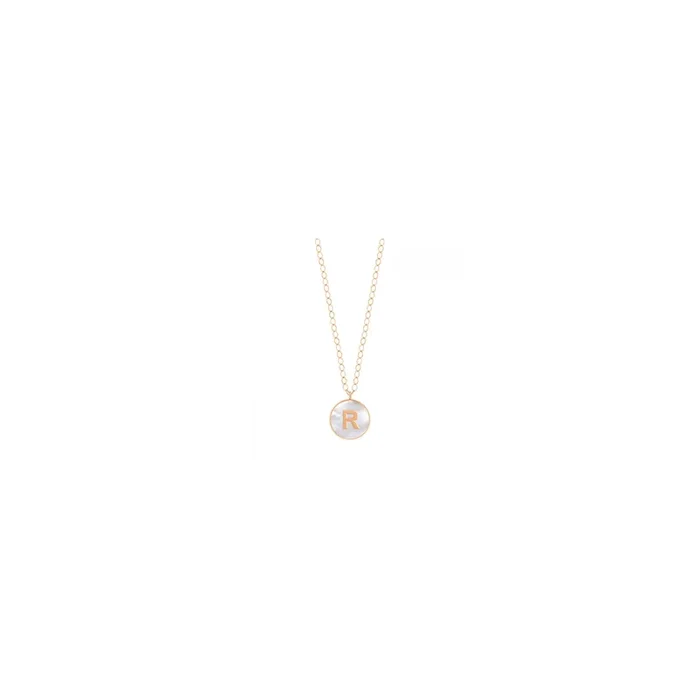 Ginette NY Jumbo Initial Ever R necklace rose gold white mother-of-pearl | LEPAGE