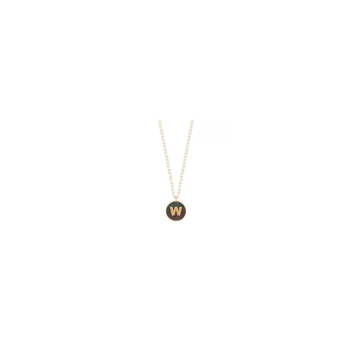 Ginette NY Jumbo Initial Ever W necklace rose gold black mother-of-pearl | LEPAGE
