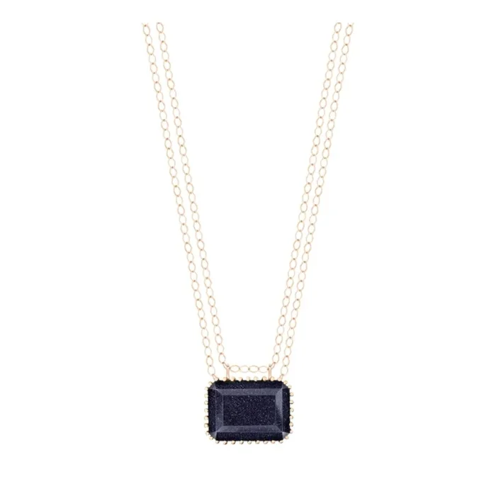 Ginette NY Jumbo Midnight necklace in rose gold and blue sandstone | Lepage
