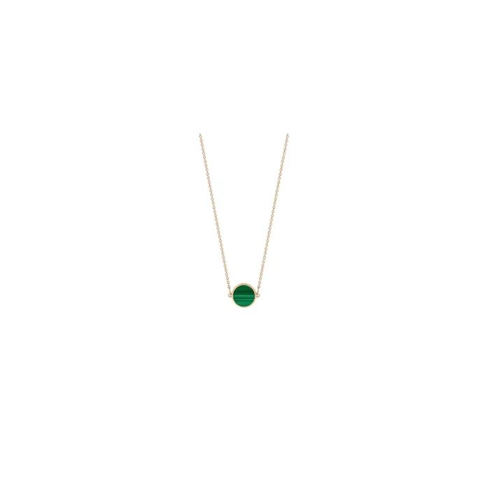 Ginette NY Mini Ever Disc necklace pink gold malachite – Lepage