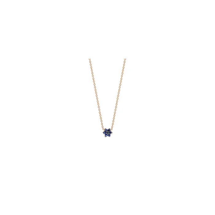 Ginette NY Mini Star women’s necklace in pink gold and sapphire DSS2 – Lepage