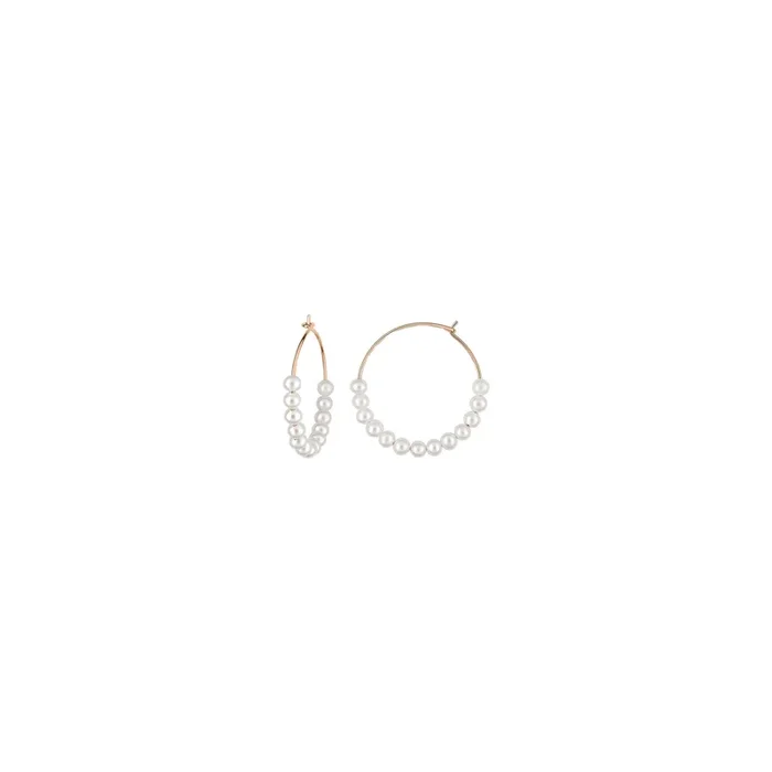 Ginette NY pink gold and pearl hoop earrings, creole earrings – Lepage