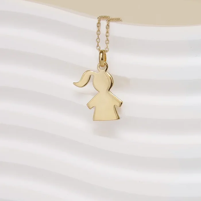 Girl silhouette pendant 17 mm gold plated to engrave