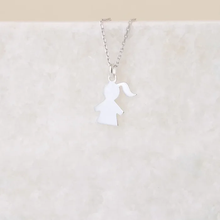 Girl silhouette pendant 17 mm silver to engrave