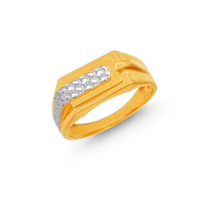 Glamorous Men’s Two tone Ring in 22K Gold