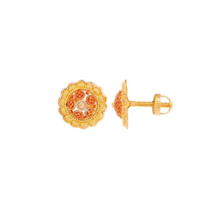 Glamorous Three tone Earrings in 22K Gold