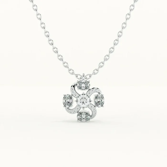Glitter Bloom Cross 925 Sterling Silver Pendant