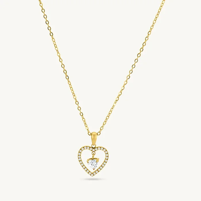 Glitz Knot Halo Heart Pendant Necklace