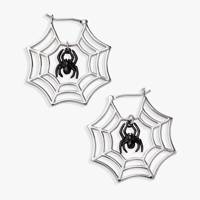 Glow in the Dark Spider Web Hoop Earrings