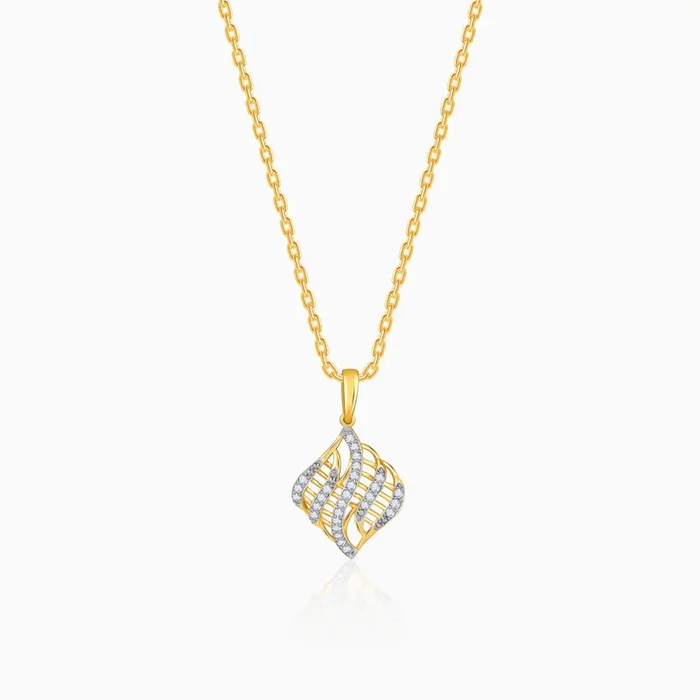 Gold Adoring Leaf Lab Grown Diamond Pendant