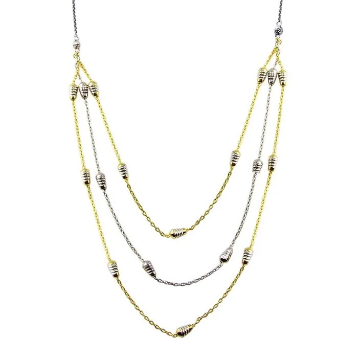 Gold and Rhodium Plated 925 Sterling Silver Multi Chain DC Bar Necklace – ECN00060GP