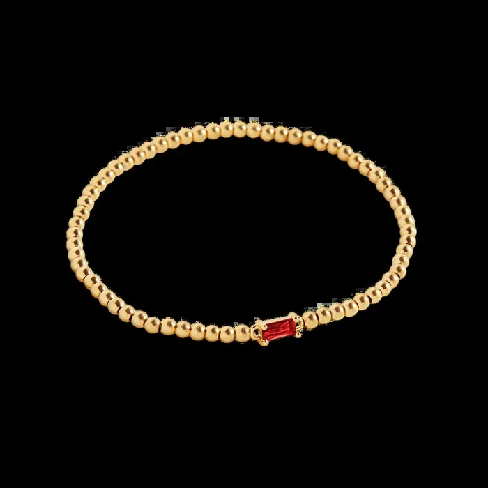 Gold Beaded Birthstone Bracelet