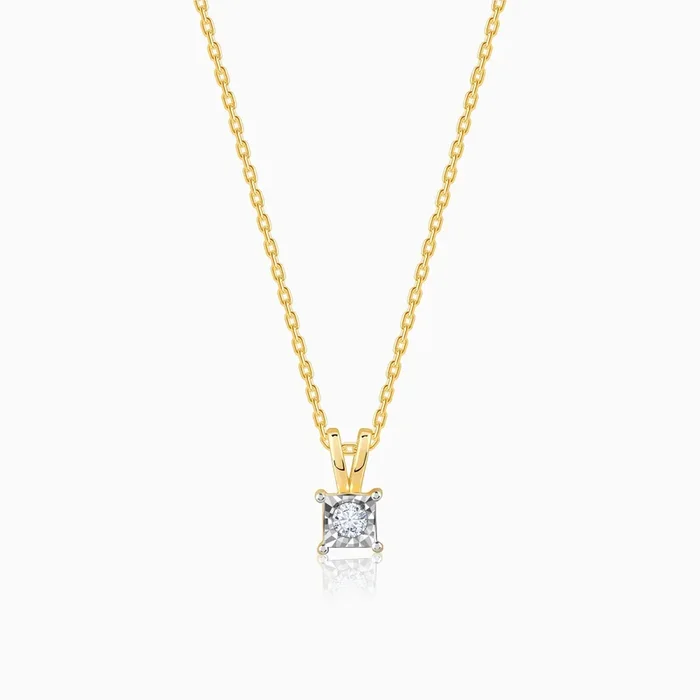 Gold Boxy Diamond Pendant