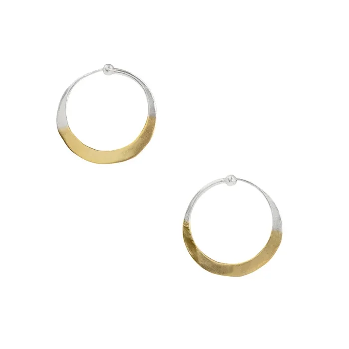 Gold Dipped Hammered Hoops – 1″