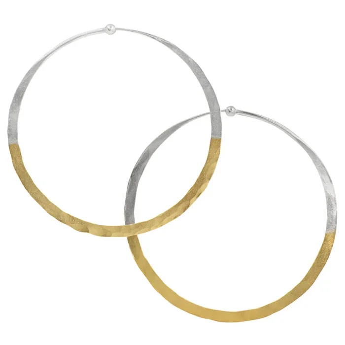 Gold Dipped Hammered Hoops – 2 1/2″