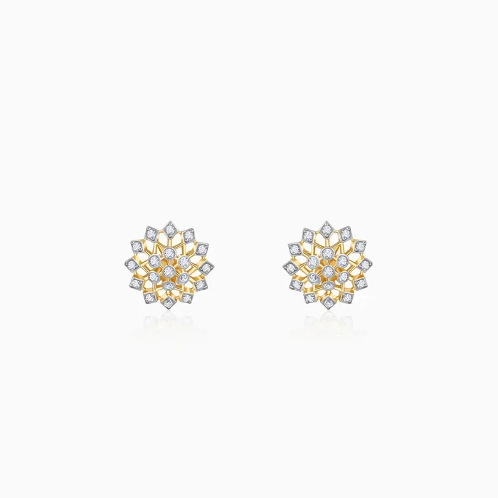 Gold Elegant Starbust Lab Grown Diamond Earrings