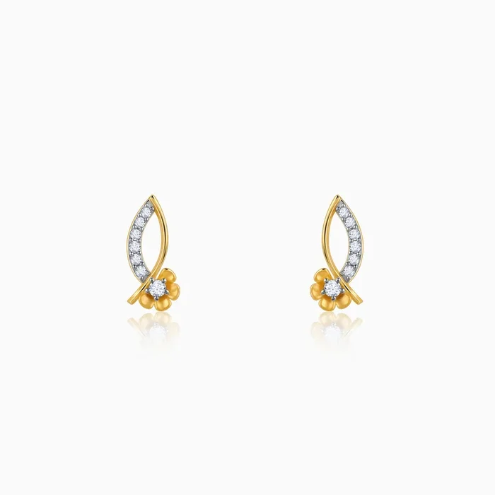 Gold Funky Florals Diamond Earrings