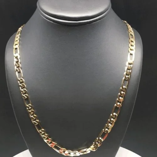 Gold Plated 26″ Figaro Chain 7mm / Cadena Figaro 26″ Oro Laminado 7mm