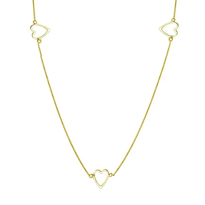 Gold Plated 925 Sterling Silver 5 Open Heart Necklace – DIN00018GP