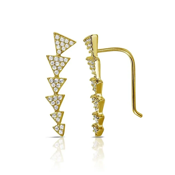 Gold Plated 925 Sterling Silver 6 Arrow Up CZ Climbing Earrings – STE01067GP