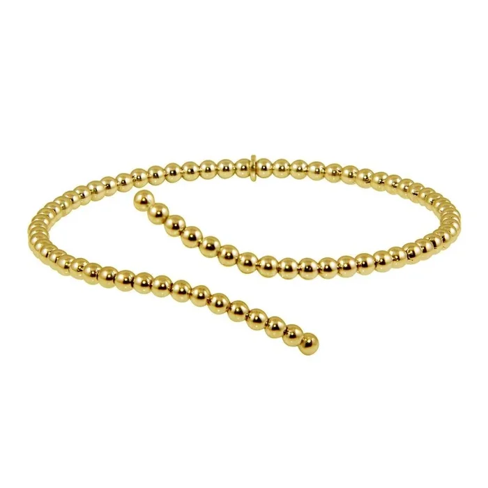 Gold Plated 925 Sterling Silver Bead Cuff Bracelet – ITB00216GP