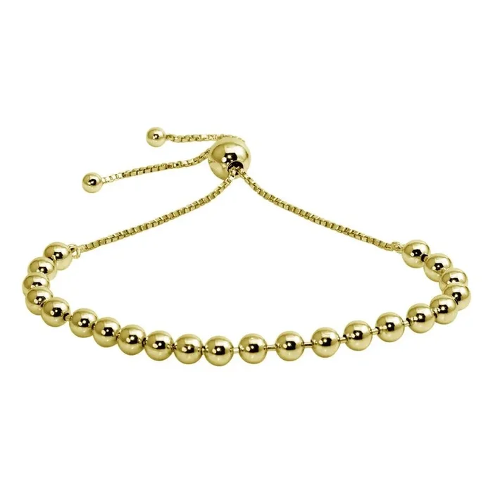 Gold Plated 925 Sterling Silver Beaded Lariat Bracelet – DIB00060GP
