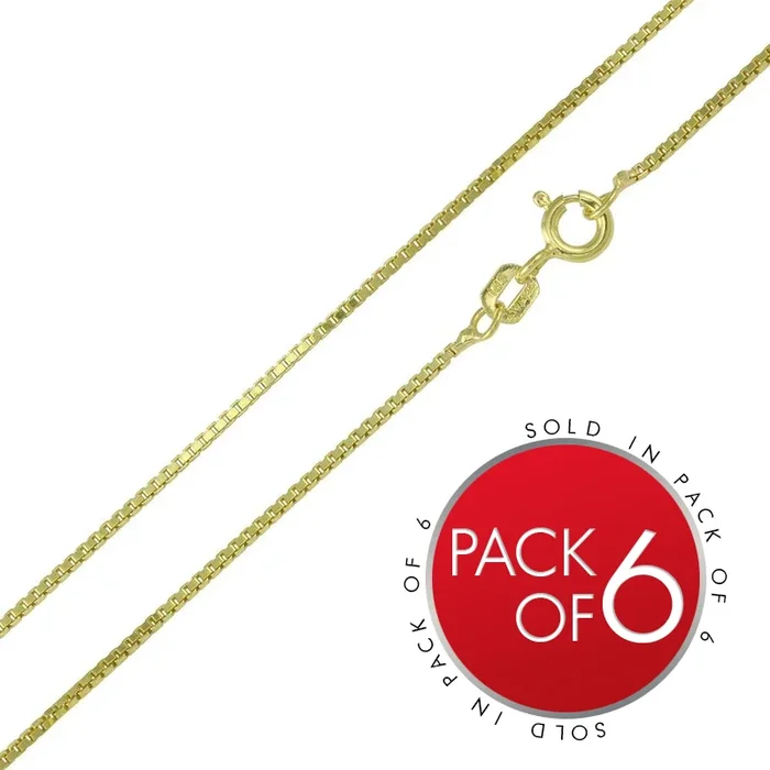 Gold Plated 925 Sterling Silver Box Chains 1.0mm (Pack of 6) – CH347 GP