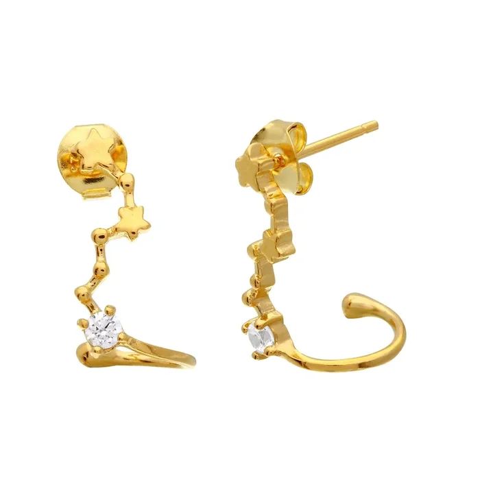 Gold Plated 925 Sterling Silver Climbing Star Earring with CZ Stones – BGE00492
