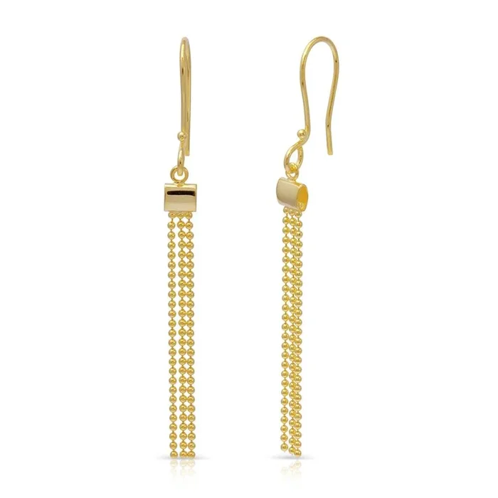 Gold Plated 925 Sterling Silver Dangling Tassel Earrings – DIE00015GP