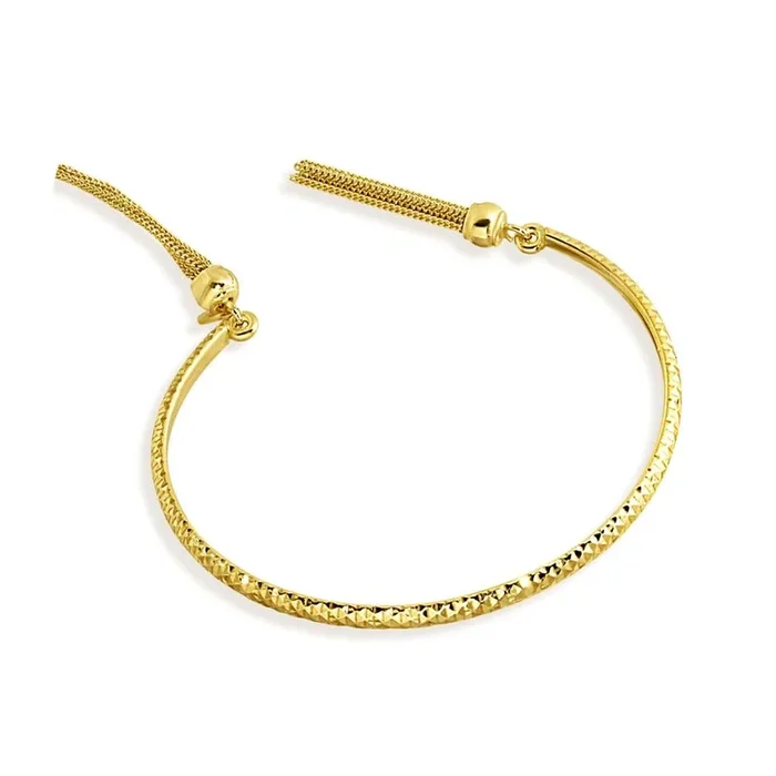 Gold Plated 925 Sterling Silver DC Cuff Bracelet with Dangling Tassel – ITB00214GP