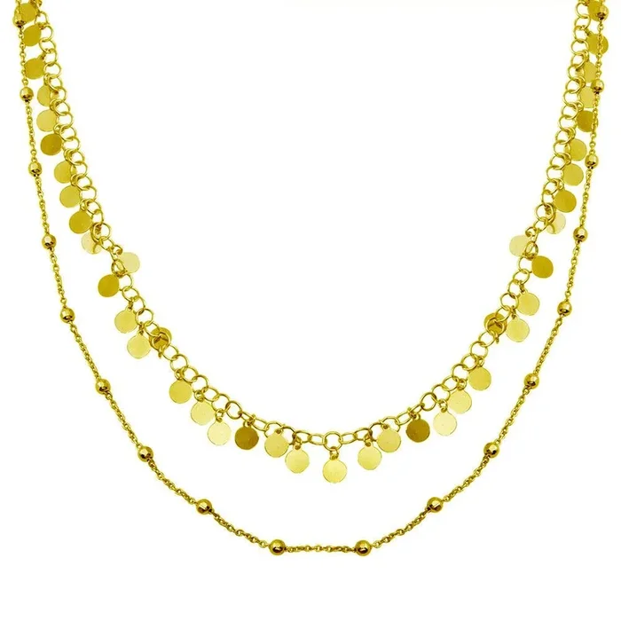 Gold Plated 925 Sterling Silver Double Chain Confetti Necklace – ECN00048GP