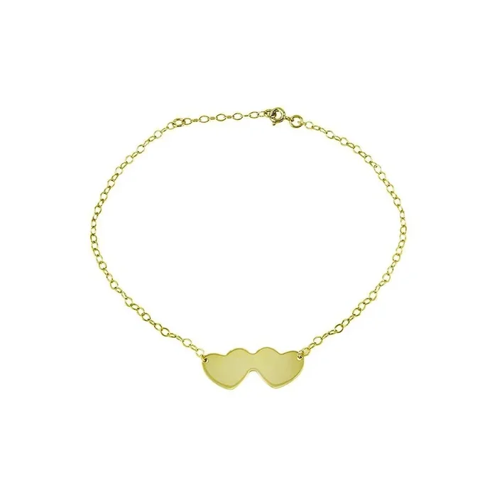 Gold Plated 925 Sterling Silver Double Heart Anklets – DIA00002GP