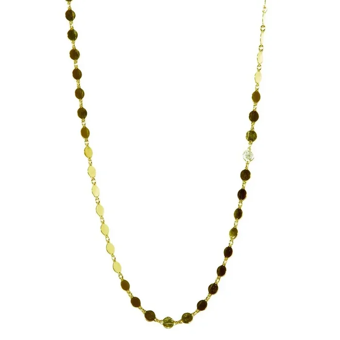 Gold Plated 925 Sterling Silver Flat Circle Necklace – ECN00024GP