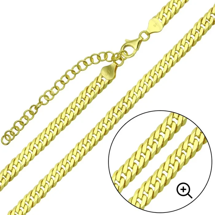 Gold Plated 925 Sterling Silver Miami Cuban Chain Link with Extension 6.5mm – CH478 GP