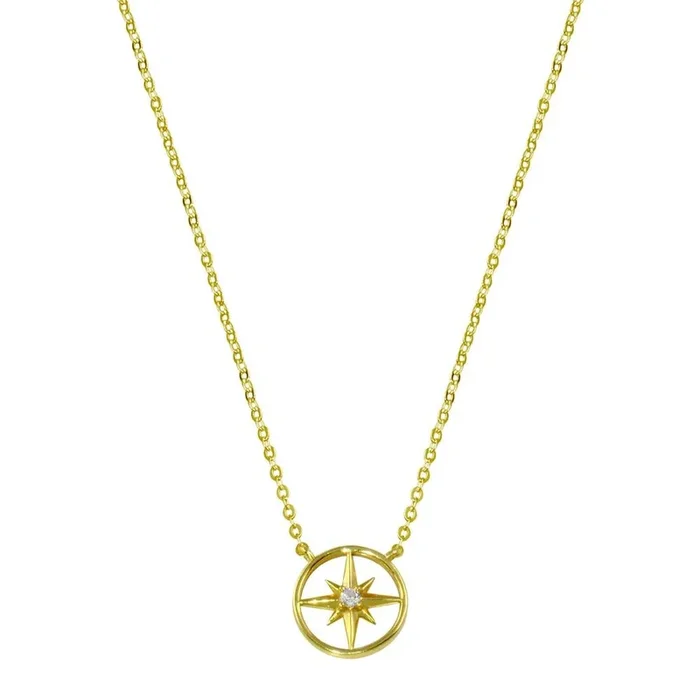 Gold Plated 925 Sterling Silver Northern Star Necklace – STP01774GP