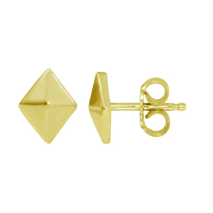Gold Plated 925 Sterling Silver Rhombus Stud Earrings – SOE00017