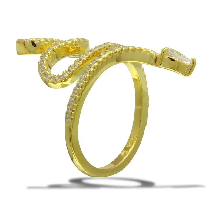 Gold Plated 925 Sterling Silver Snake Design with CZ Ring – BGR01105