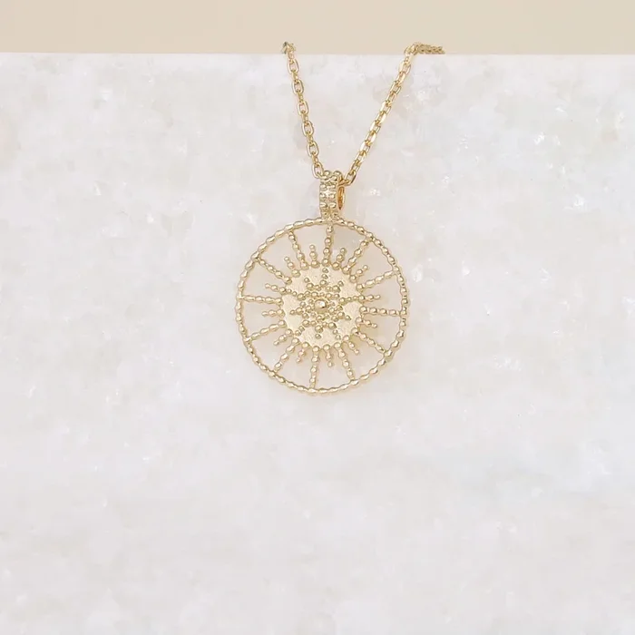 Gold Plated Beaded Radiant Sun Pendant