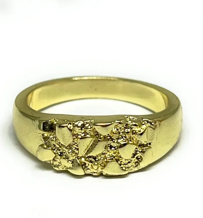 GOLD PLATED CLASSIC SMALL NUGGET RING ANILLO 6.8mm Width