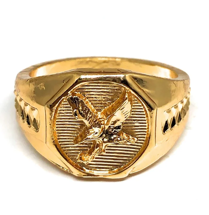 Gold Plated Classic Yellow Eagle Ring Anillo