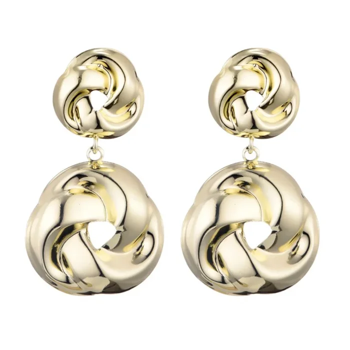 Gold Plated Double Knot Drop Earrings