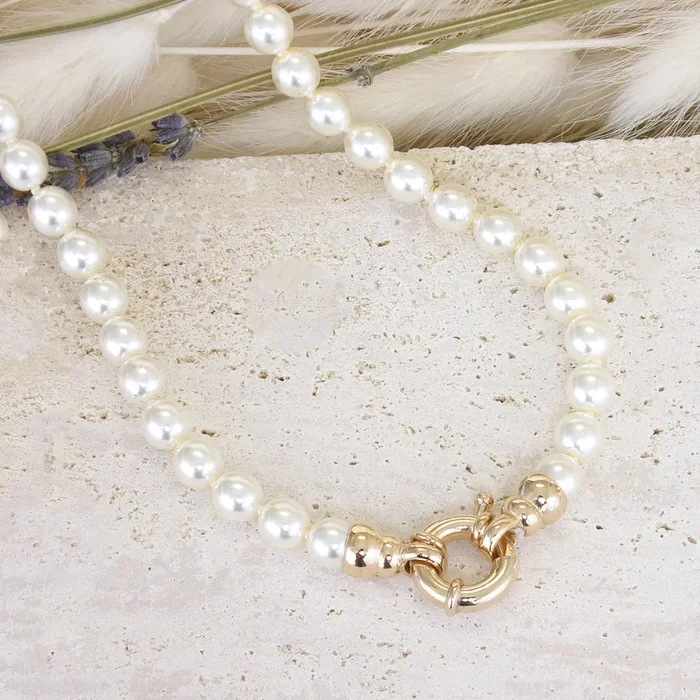 Gold-plated Majorca pearl Sakura necklace