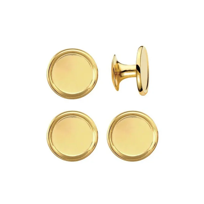 Gold-Plated Polished Round Rimmed Shirt Studs