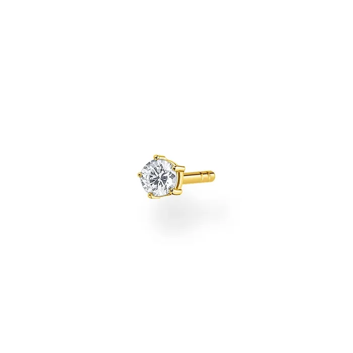 Gold Plated Sterling Silver Thomas Sabo Charm Club Zirconia Stud * 1 Earring Only*