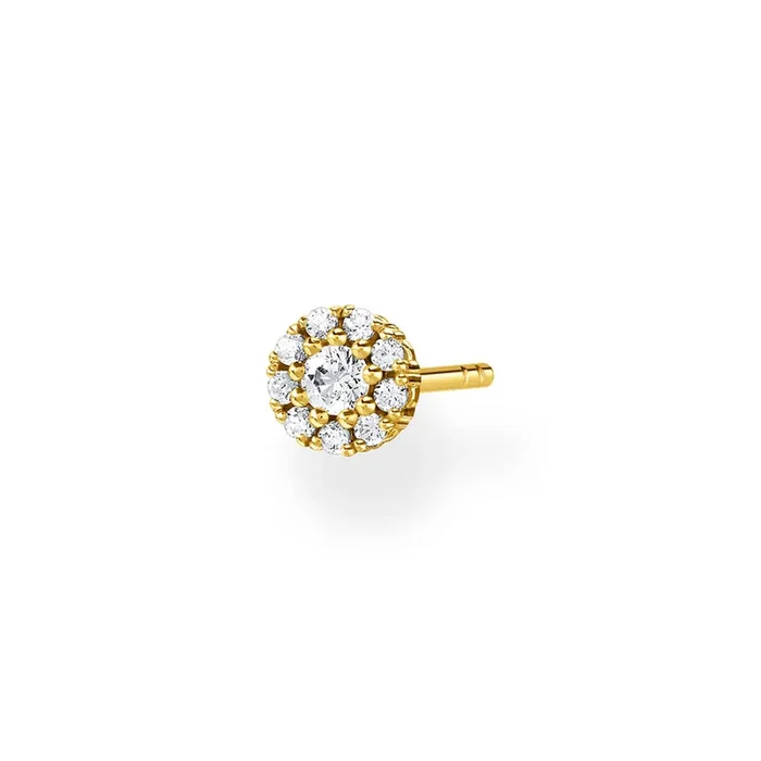 Gold Plated Sterling Silver Thomas Sabo Charm Round Zirconia Stud * 1 Earring Only*