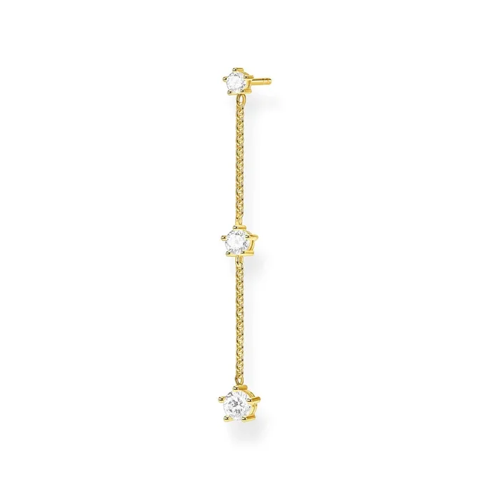 Gold Plated Sterling Silver Thomas Sabo Zirconia Drop Chain Earring * 1 Earring Only*