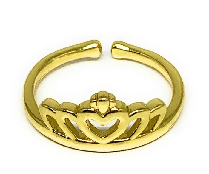 Gold Plated Women’s Queen Crown Adjustable Ring Anillo